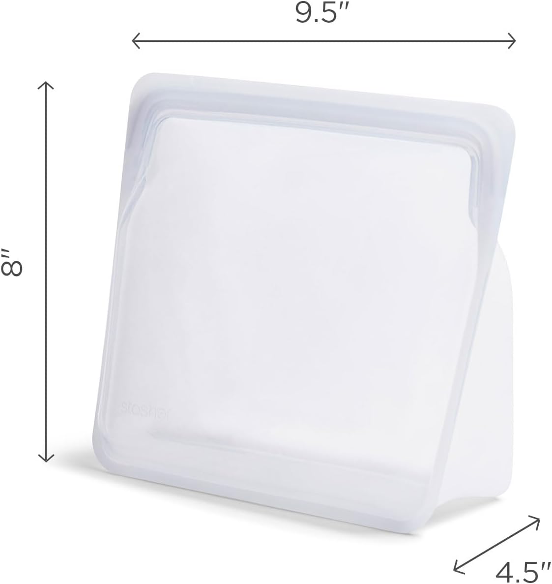 Stasher Premium Silicone Reusable Food Storage Stand-Up Bag Mega, Clear, Microwave, Sous Vide, Dishwasher, Oven and Freezer Safe, BPA Free, Leak-free, Eco-friendly, 104 Oz