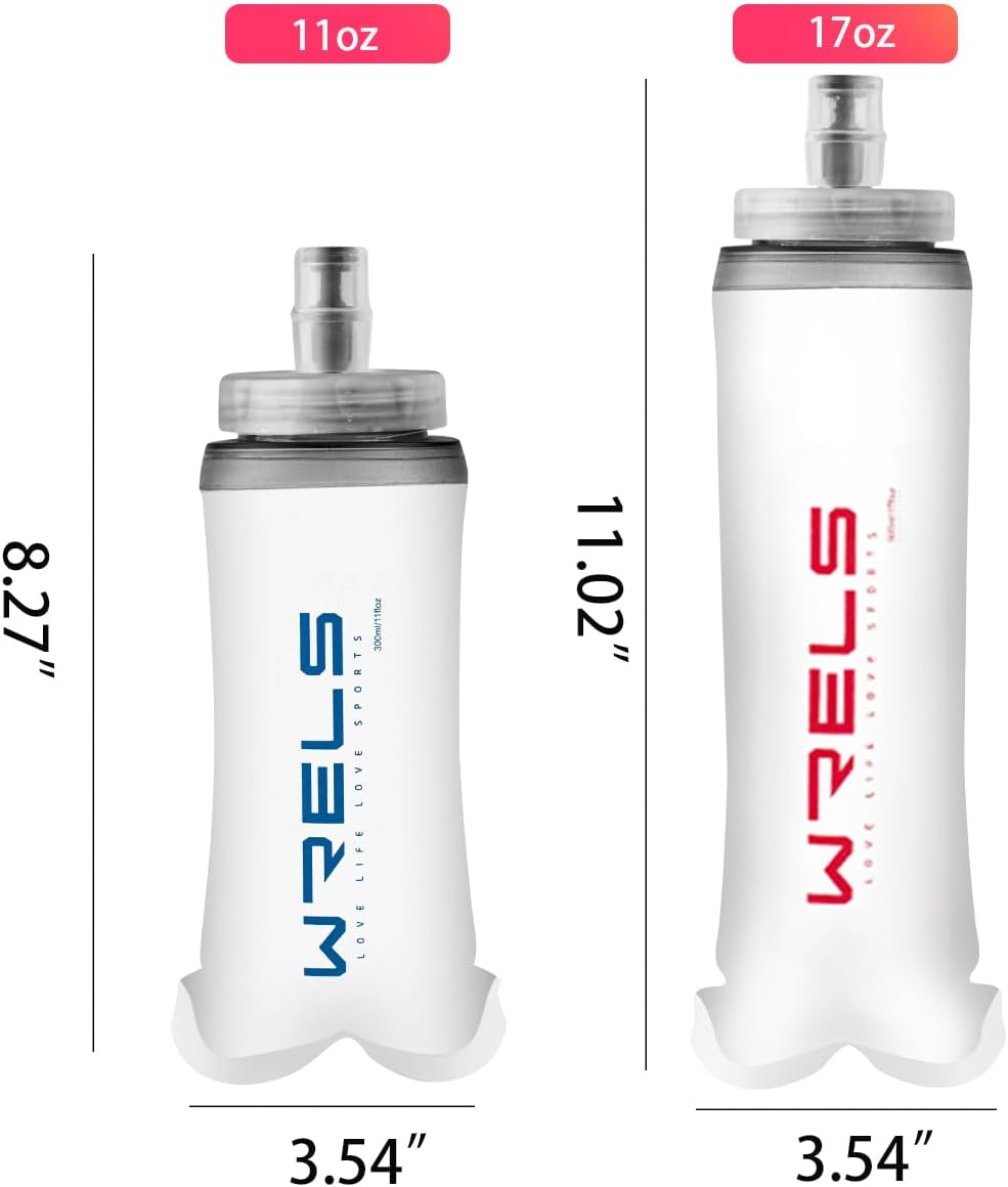 Soft Flasks Soft Running Water Flask Collapsible Soft Water Bottles Small BPA-Free for Sports Hiking Hydration Pack 500 ml/17oz,300 ml/10oz(2pack-300ml,blue)