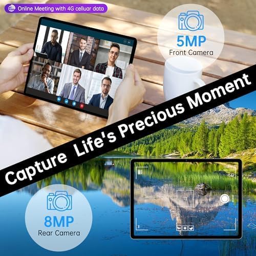 HAOVM Android 14 Tablet 10.1 Inch,4G SIM Unlocked, Quad-Core CPU 2.0GHz,3GB+32GB, TF Expandable, IPS Display, 5G WiFi, Bluetooth 5.0,5MP+8MP Dual Cameras,5000mAh, GPS, Google Kids Spaceļ¼Black case