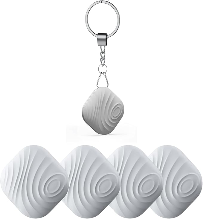 Key Finder, Bluetooth Tracker Item Locator with Key Chain for Keys Pet Wallets or Backpacks and Tablets, Batteries Include (Gray, 4 Pack)