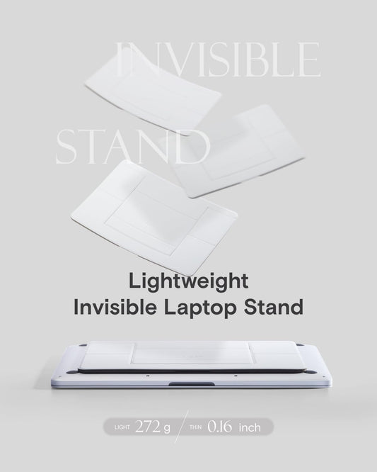 MOFT Invisible Laptop Stand for Desk, Stick-Free Tablet and Computer Stand with Dual-Angle, Foldable&Portable Laptop Riser Holder, Fits 13"+ Tablets & 15"+ Laptops, Space Gray (Non-Adhesive Version)