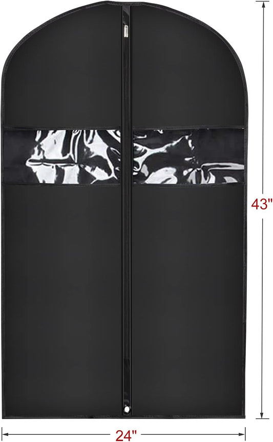 Univivi 16 Pack Suit Garment Bag for Men, 40-Inch Suit Cover Bag Garment Bag for Multiple Suits for Closet Storage with Clear Window for Suit Jacket, Skirt, Shirt and Coat, Black, UN0755