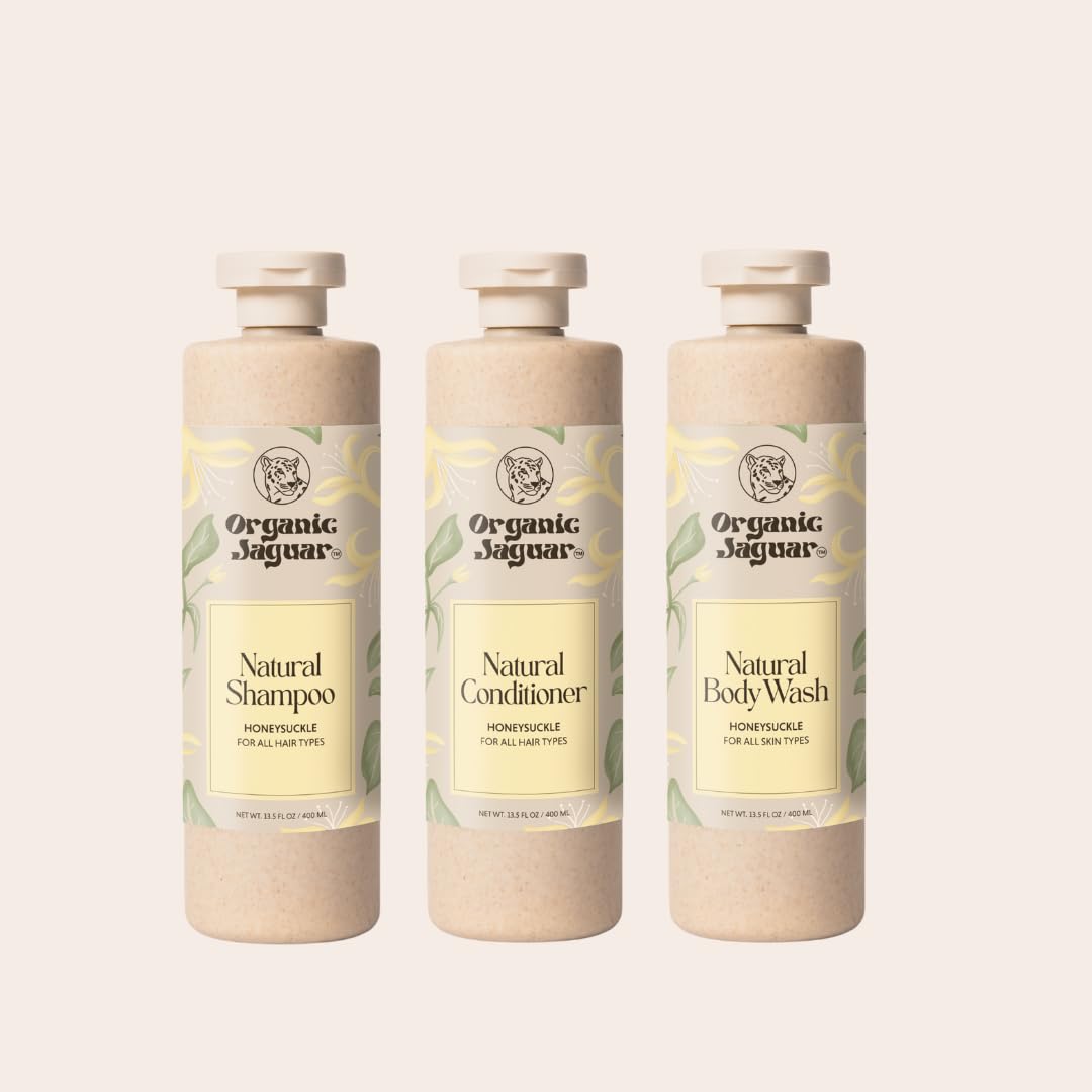 Natural Shampoo for Hair Care, Sulfate Free Shampoo with Castor Oil, Honeysuckle, Glycerin, Aloe Vera & Mild Thickening Agent, Dry to Color Treated to All Hair, 13.5 fl oz