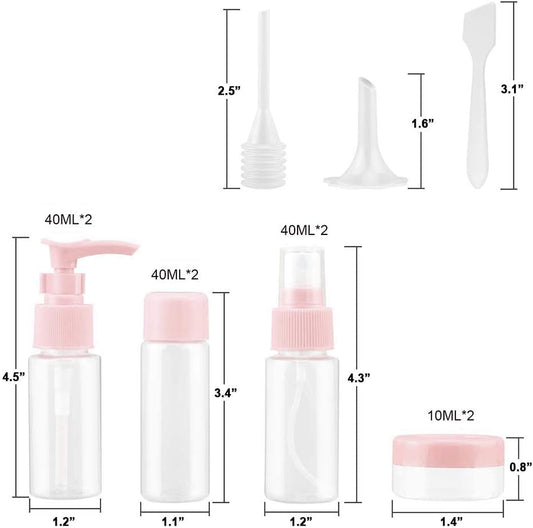 Vitog Travel Bottles Kit, TSA Approved Leak Proof Portable Toiletry Containers Set, Clear PET Flight Size Cosmetic Containers for Lotion, Shampoo, Cream, Soap, Set of 11