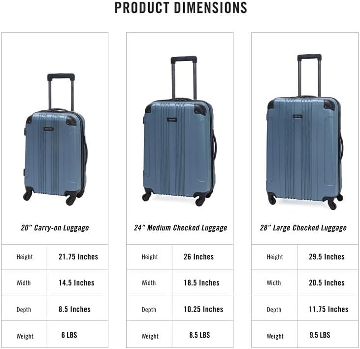 Kenneth Cole REACTION Out of Bounds, Granite Blue, 3-Piece Set (20", 24", & 28")