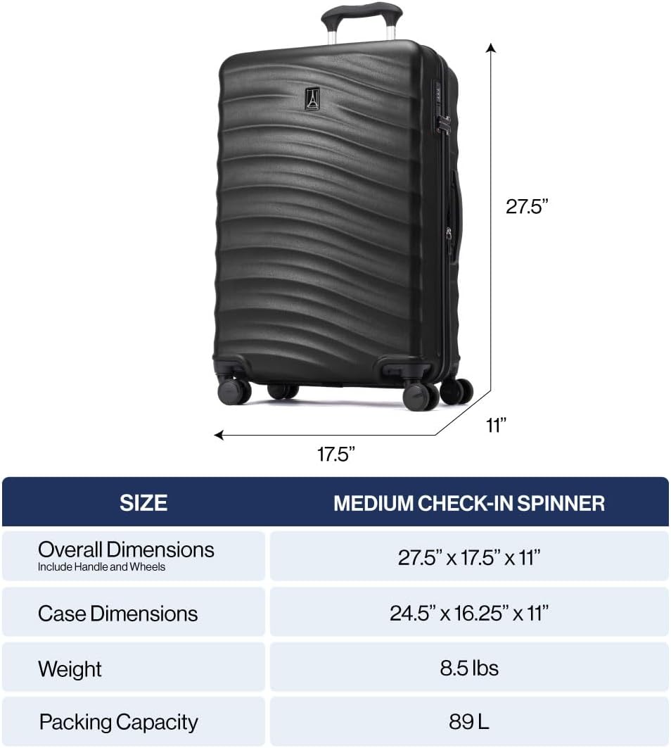 Travelpro Maxlite Air V2 Hardside Expandable Checked Luggage, 8 Spinner Wheels, Lightweight Hard Shell Suitcase, TSA lock, Pink, Checked Medium 25-Inch
