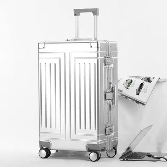 All Aluminum Carry On Luggage,Cut from Whole Aluminum Sheet,22x14x9 Airline Approved ,(3rd Generation,Premium Metal zipperless suitcase ) (silvery, 26inch)