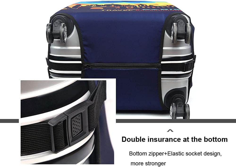 MosaiRudo Thicker Luggage Cover Elastic Suitcase Cover Protector Fits 18-32 Inch Suitcase Travel Accessories (Best wishs for you, S)