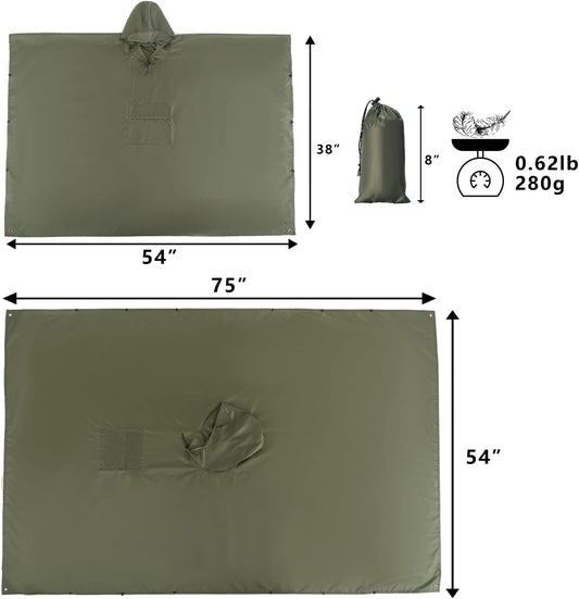 salamra Hooded Rain Poncho Waterproof Raincoat Jacket for Men/Women/Adults with Pocket