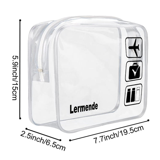 Lermende 2pcs Clear Toiletry Bag TSA Approved Travel Bag,Carry On for Travel,Airport Airline Accessories Compliant Bag,Quart Sized Makeup Cosmetic bag Women Men (Clear, 3 Pack)
