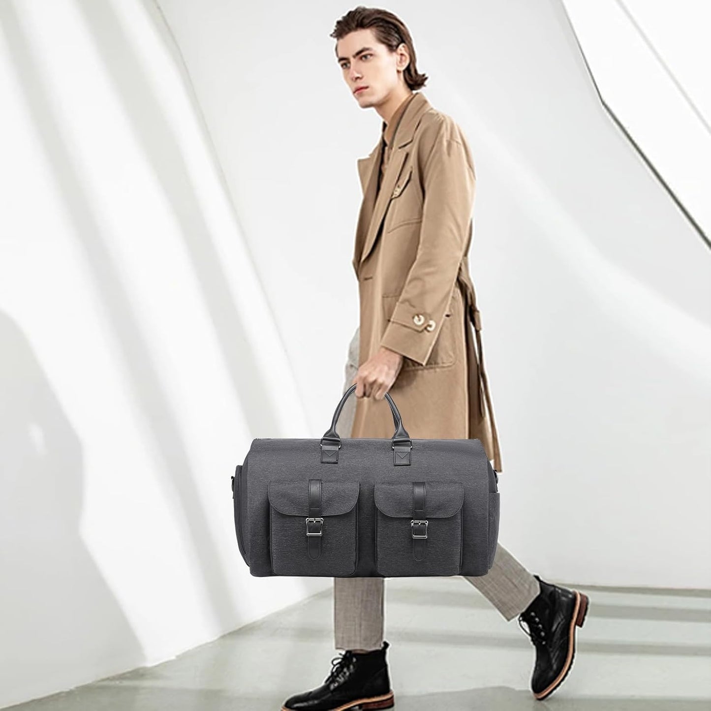 seyfocnia Convertible Travel Garment Bag,Carry on Garment Duffel Bag for Men Women - 2 in 1 Hanging Suitcase Suit Business Travel Bag