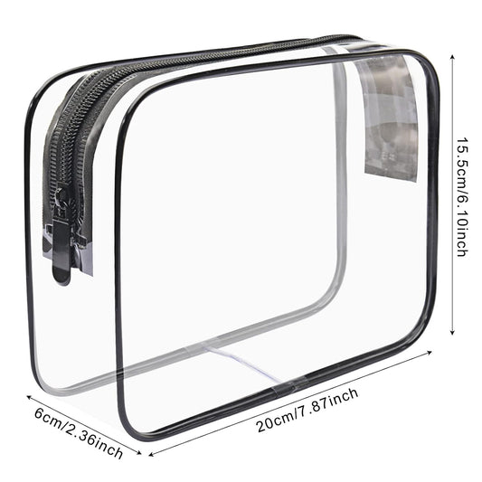 Lermende 2pcs Clear Toiletry Bag TSA Approved Travel Bag,Carry On for Travel,Airport Airline Accessories Compliant Bag,Quart Sized Makeup Cosmetic bag Women Men (Transparent Black, 2 Pack)