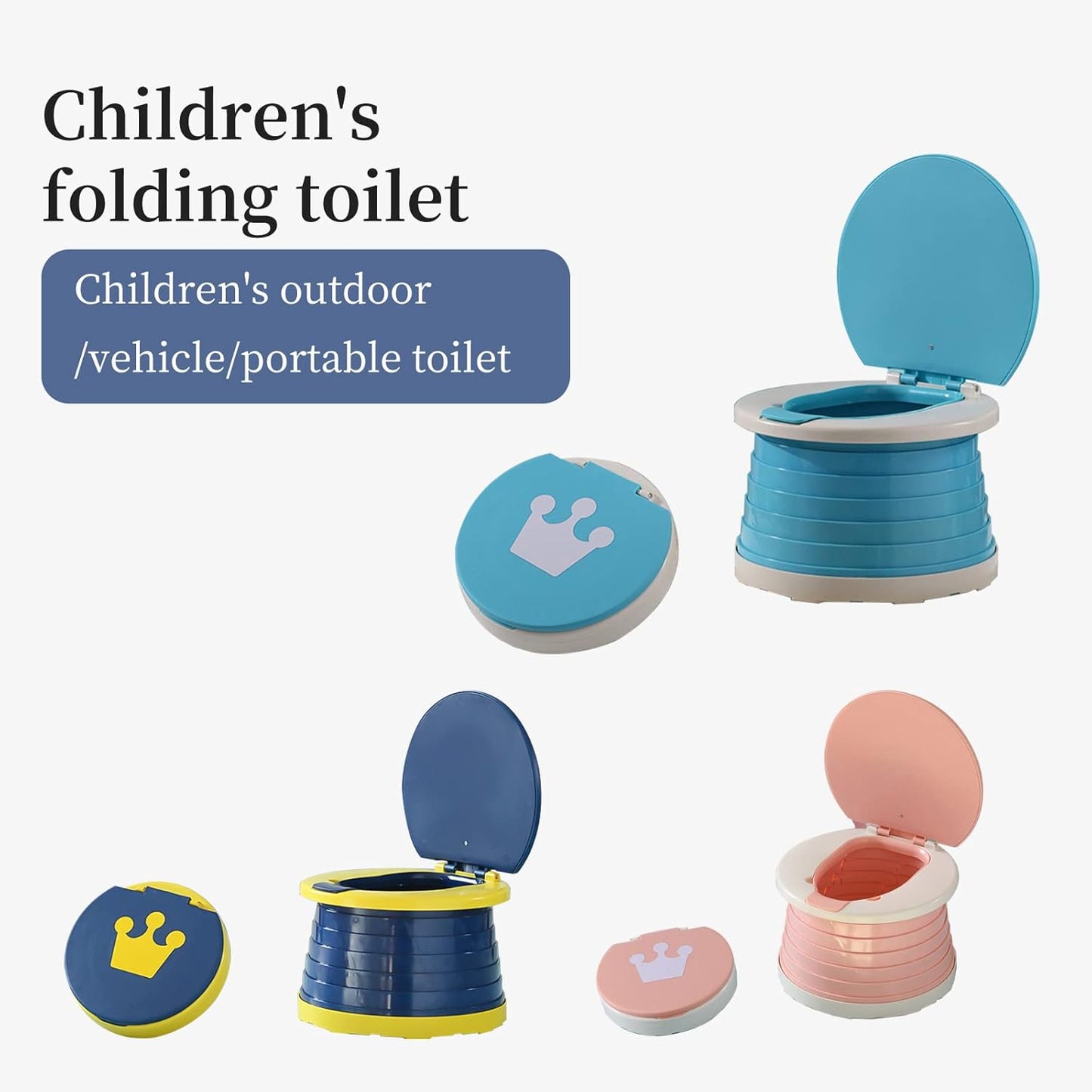 Travel Potty for Toddler, Portable and Foldable Toilet, Apply to Seat Emergency Toilet for Car, Camping, Outdoor, Indoor (blue, small)