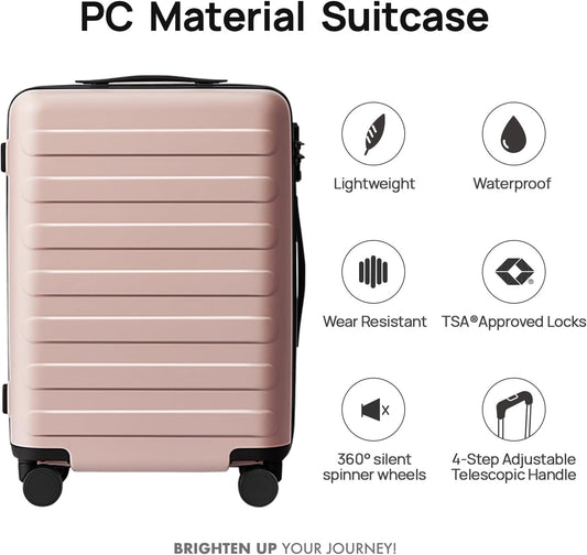 Carry on Luggage 22 X 14 X 9 Airline Approved, 20 Inch Luggage for 3-5 Days Travel, Double Spinner Wheels, 100% Hardshell PC, TSA Lock (04-Pink (Basic), Checked 28-Inch)