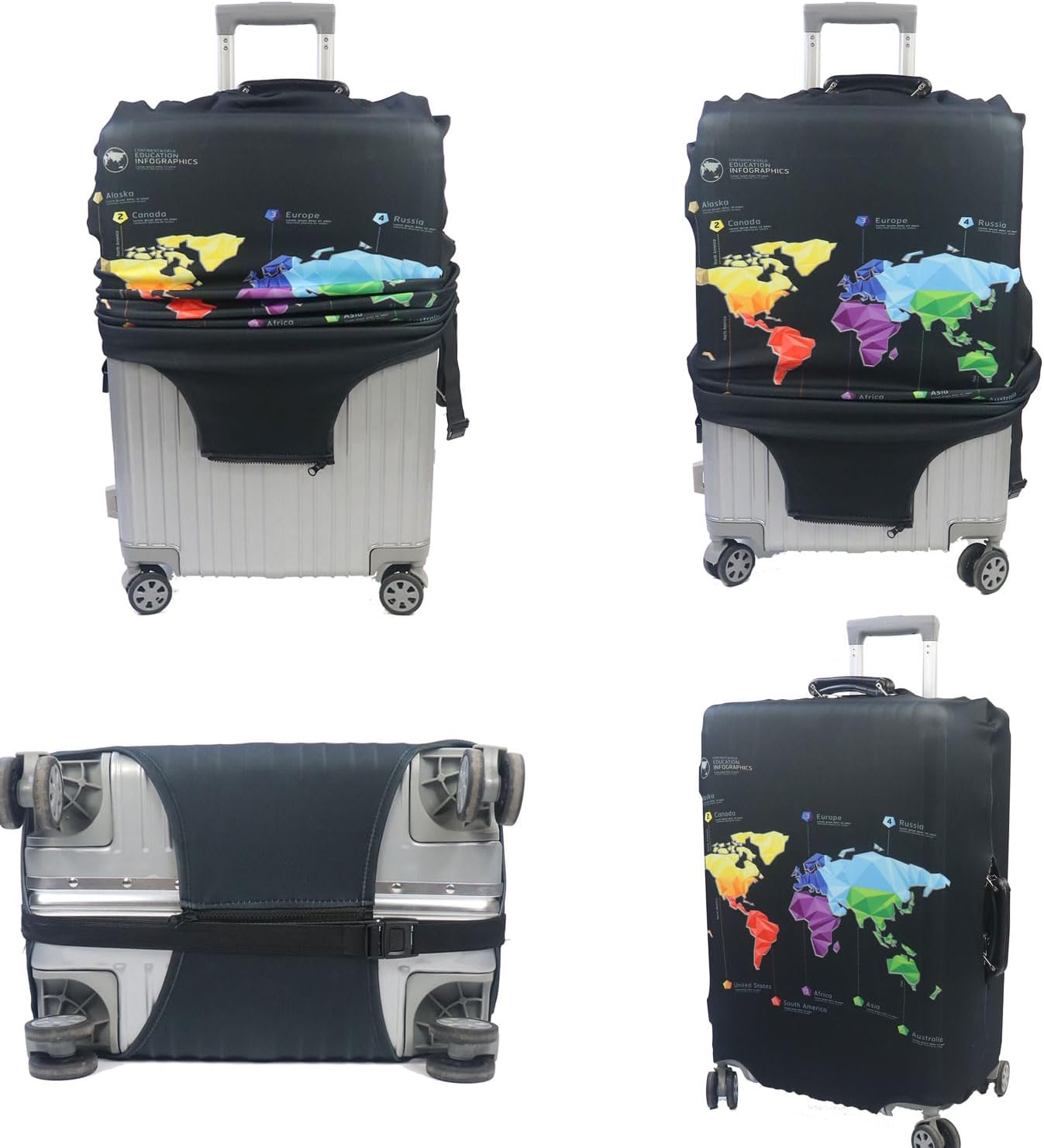 MosaiRudo Thicker Luggage Cover Elastic Suitcase Cover Protector Fits 18-32 Inch Suitcase Travel Accessories (Abstract Map, S)