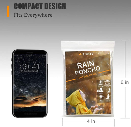 Rain Ponchos,with Drawstring Hood (10 Pack) Emergency Disposable Rain Ponchos Family Pack for Adults,Clear