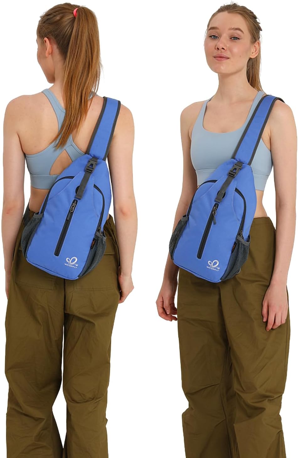 WATERFLY Crossbody Sling Backpack Sling Bag Travel Hiking Chest Bag Daypack