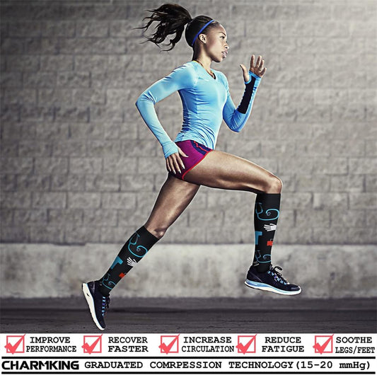 CHARMKING Compression Socks for Women & Men Circulation (3 Pairs) 15-20 mmHg is Best Support for Athletic Running Cycling
