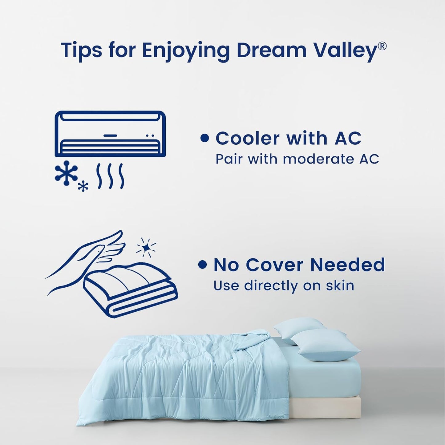 Dream Valley® Outlast® Deepsleep Cooling Comforter, King Size, NASA-Grade Space Technology Cooling Blanket for Hot Sleepers Night Sweats, Q-Max > 0.45 Aerocool™ Breathable, Ice Blue, 106"x90"