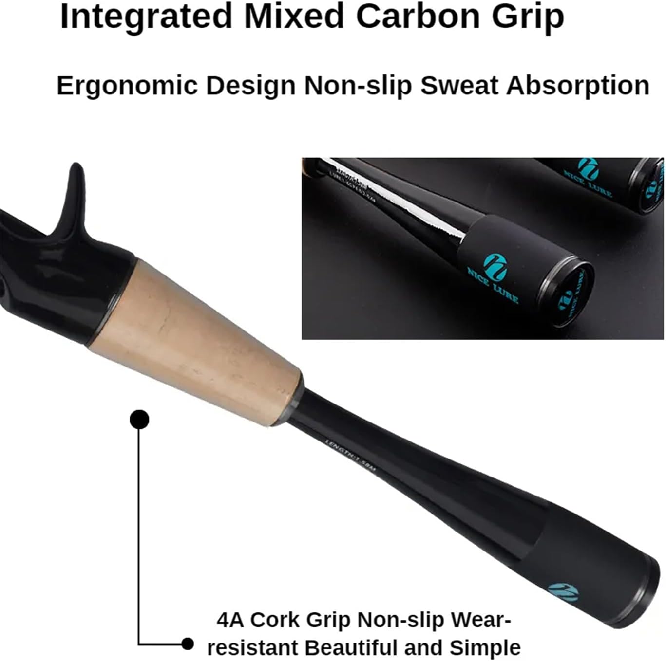 PURELURE Telescopic Fishing Rod Ultralight or Light, Carbon Fiber Rod Spinning & Casting, Fuji Alconite Ring and Reel Seat, One-Piece Mixed Carbon/4A Cork Handle, Spare Solid Tip, Portable Travel Rod