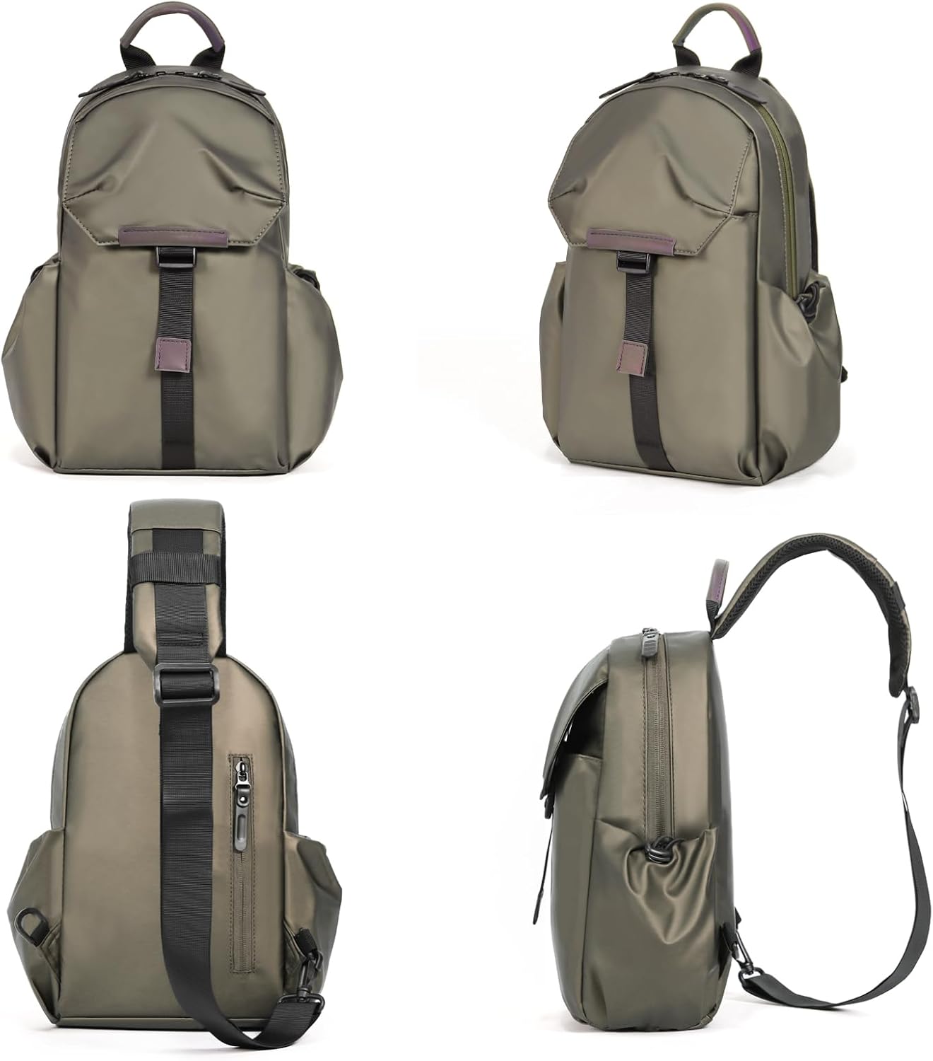 Crossbody Messenger Bag for Women Men Travel Backpack Convertibale Sling Bag Travel Hiking Daypack,Water-Resistant (champagne, small)