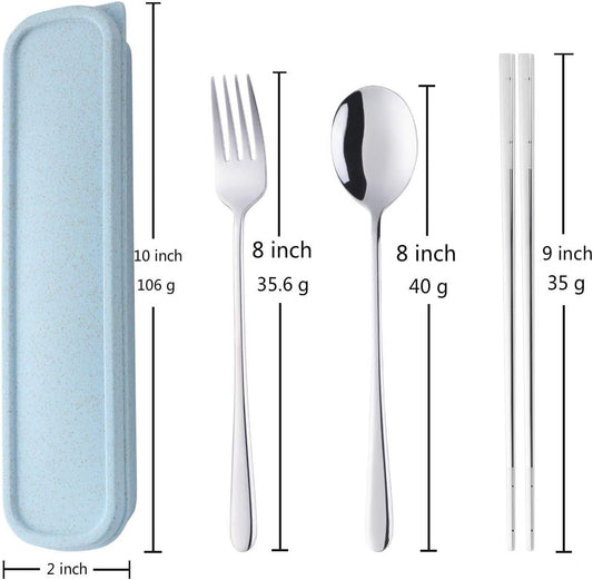 3 PCS Outdoor Flatware Set Fork Spoon Chopsticks/Travel Flatware Set with a Case