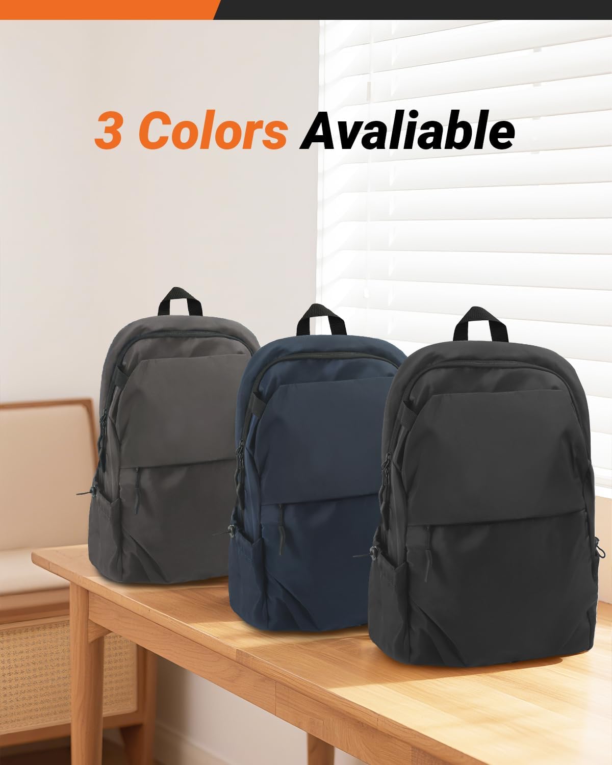 Multi-Pocket Laptop Backpack, 24L Capacity, Fits 14-inch Laptop, 16.9x12.6x5.5 inches, 1.1 lbs, Black/Navy/Gray (Black)