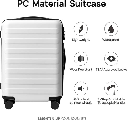 Carry on Luggage 22 X 14 X 9 Airline Approved, 20 Inch Luggage for 3-5 Days Travel, Double Spinner Wheels, 100% Hardshell PC, TSA Lock (05-Lily White (Basic), Checked 24-Inch)