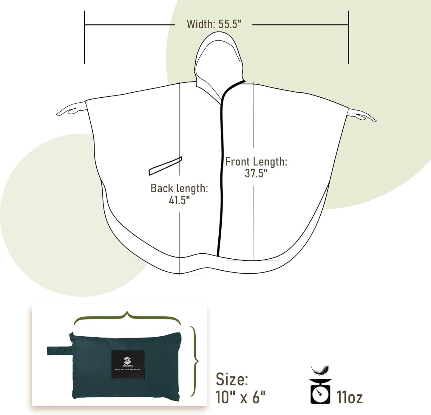 SaphiRose Unisex Rain Poncho Raincoat Hooded for Adults Women with Pockets