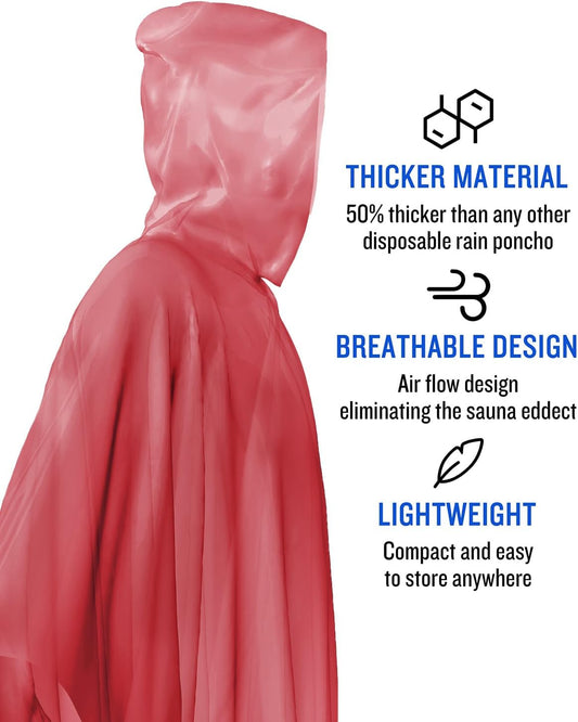 SaphiRose Disposable Rain Ponchos Emergency Clear Poncho
