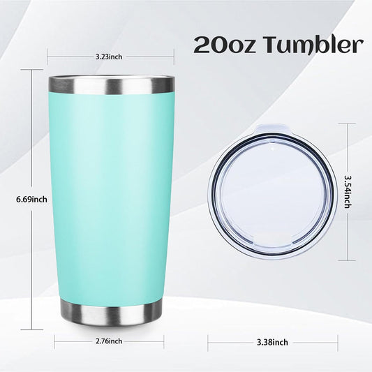 StarSpeed 20oz Tumbler Bulk with Lid, Stainless Steel Insulated Tumblers Double Wall Vacuum Insulated Travel Mug, Powder Coated Coffee Cups for Hot and Cold Drinks(Light Green,1)