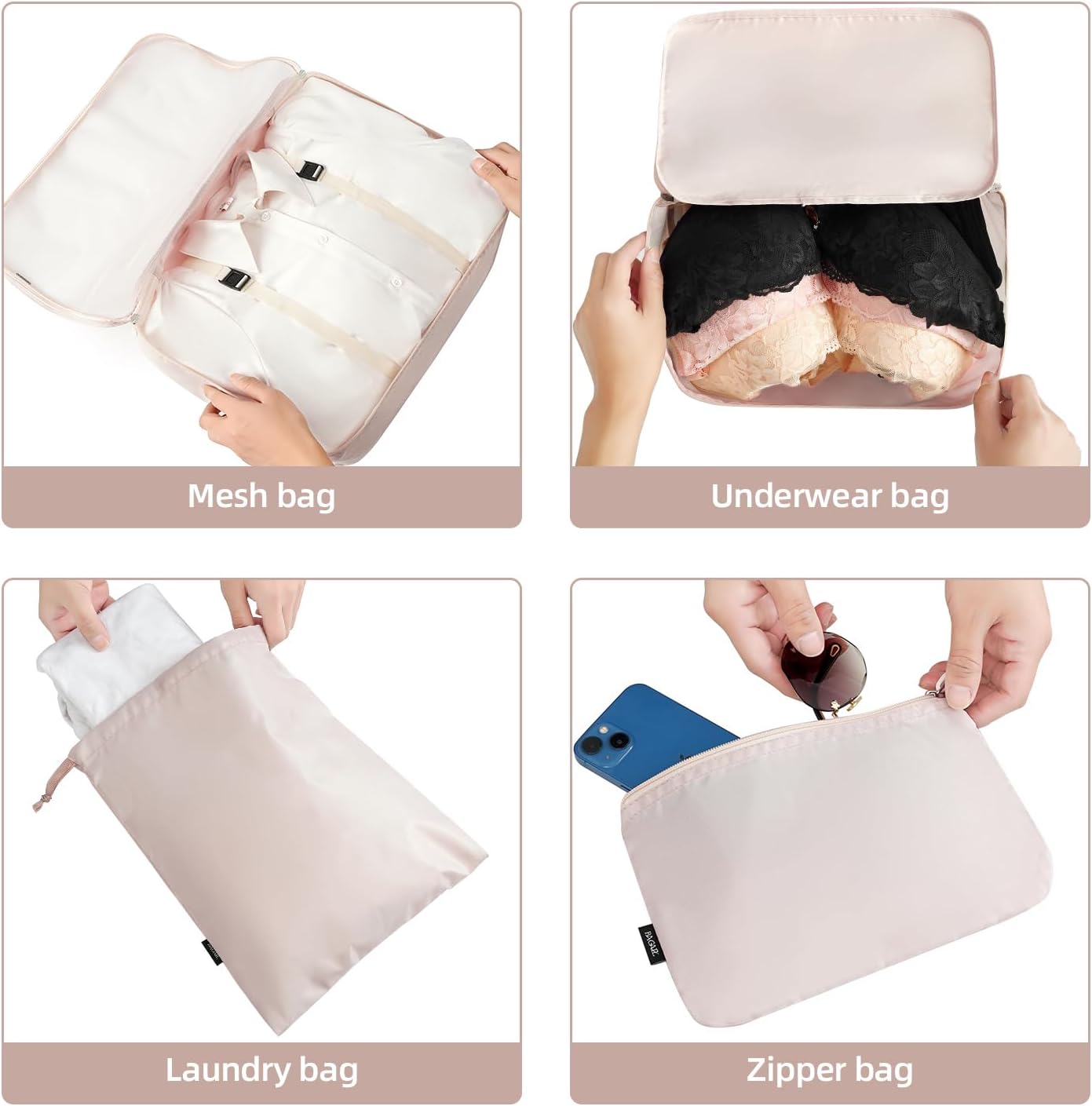 BAGAIL 6 Set/8 Set/10 Set Packing Cubes Various Sizes Packing Organizer for Travel Accessories Luggage Carry On Suitcase