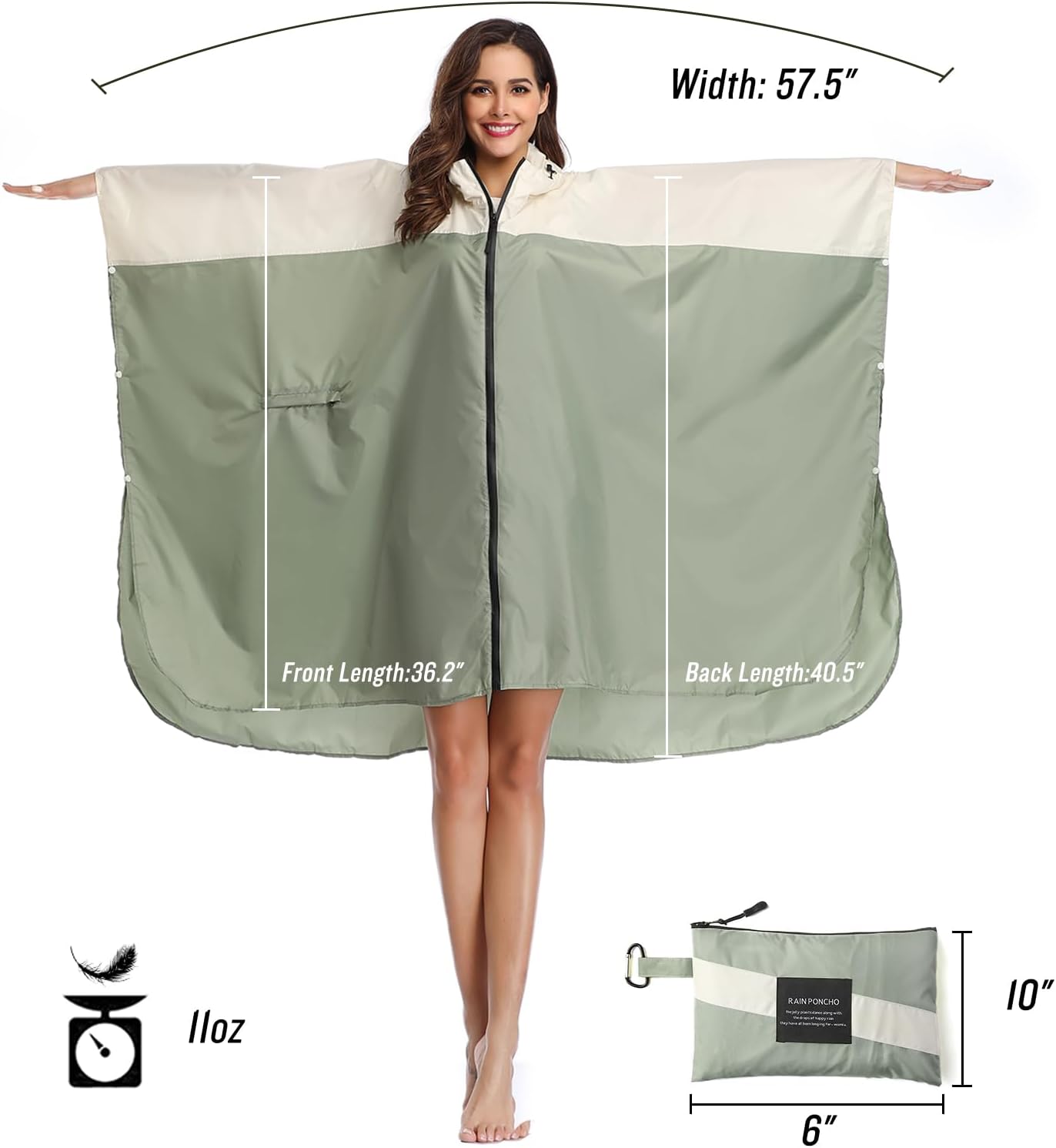 SaphiRose Unisex Rain Poncho Hooded Waterproof Raincoat for Adults Women
