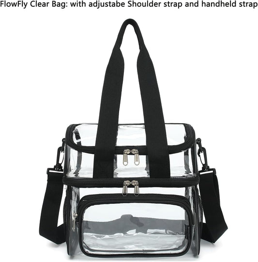 FlowFly Double Layer Cooler Insulated Lunch Bag Adult Lunch Box Large Tote Bag for Men, Women, With Adjustable Strap,Front Pocket and Dual Large Mesh Side Pockets