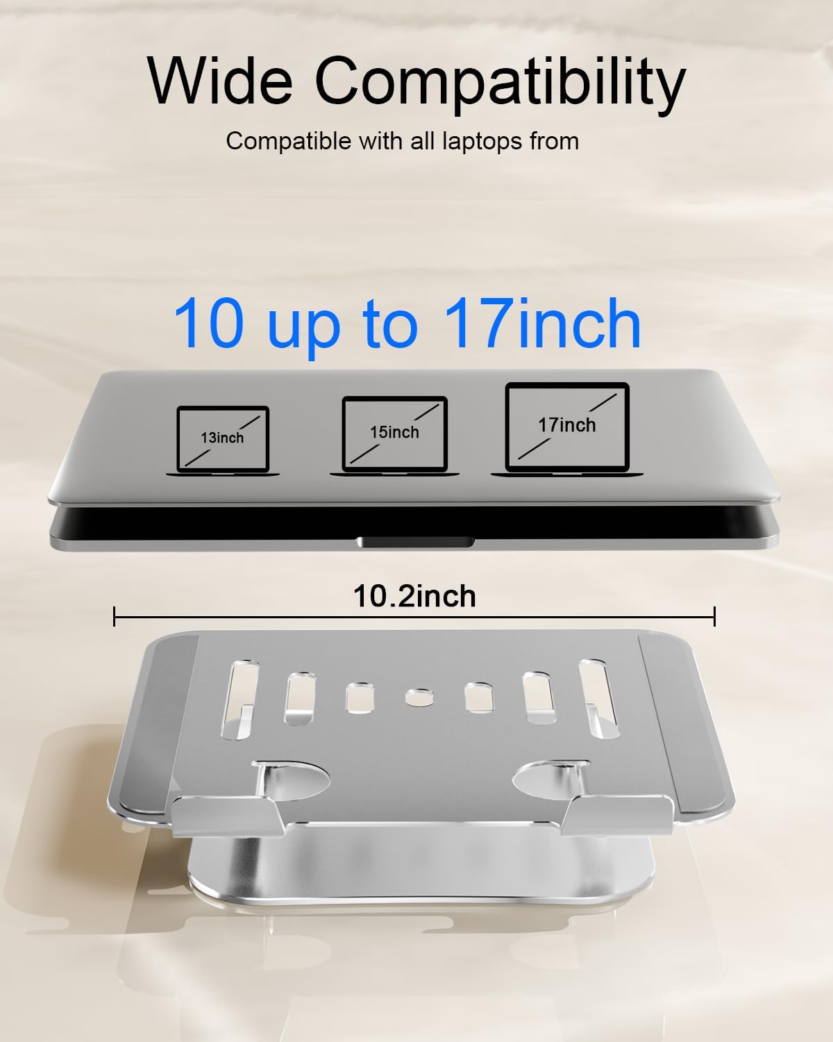 Laptop Stand for Desk Adjustable Computer Stand Foldable Laptop Riser Notebook Holder Adjustable Height for MacBook PC Computer Notebook Office Desk Accessories 10-17 Inch