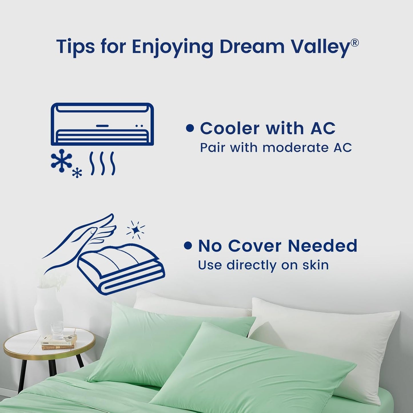 Dream Valley® Outlast® Deepsleep Cooling Comforter, Full/Queen Size, NASA-Grade Space Technology Cooling Blanket for Hot Sleepers Night Sweats, Q-Max > 0.45 Aerocool™ Breathable, Mint Macaron, 90"x90"