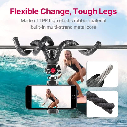 ULANZI FT-01 Phone Tripod with Holder, Mini Camera Flexible Tripod Stand with Cold Shoe Mount, 1/4'' Screw for Magic Arm, Universal for iPhone 16 15 Pro Max XS Max X 8 Samsung Canon Nikon Sony Cameras