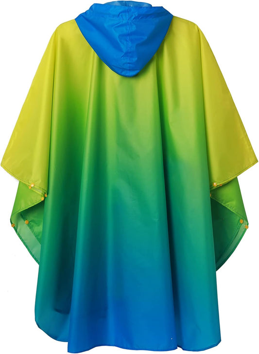 SaphiRose Rain Poncho Jacket Coat Hooded for Adults with Pockets