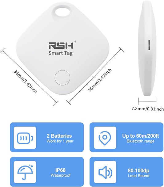 Air Tracker Tag 4 Pack Bluetooth Luggage Tracker tag Locator Works with Apple Find My,Smart Tracker for Suitcase, Bag, Backpack, Wallet,Replaceable Battery Smart tag Item Finder