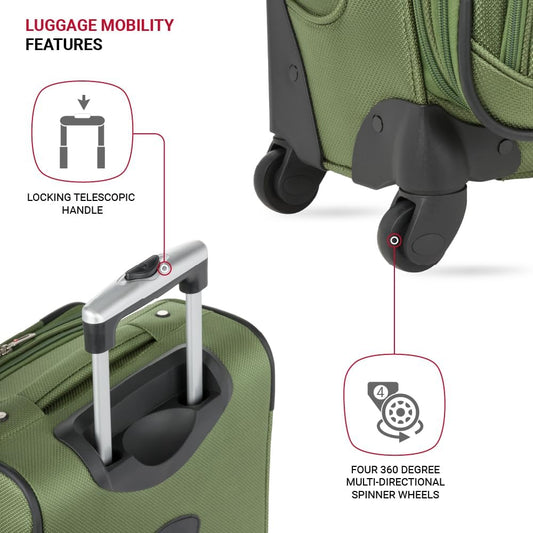 SwissGear Sion Softside Expandable Luggage, Evergreen, Carry-On 21-Inch