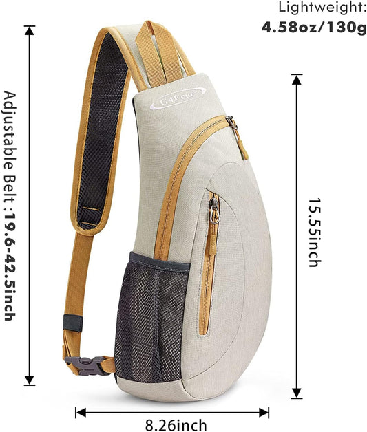 G4Free Sling Bag for Men Women, Small Crossbody Backpack Lightweight Chest Shoulder Bags for Travel, Outdoor and Sports (Ivory)