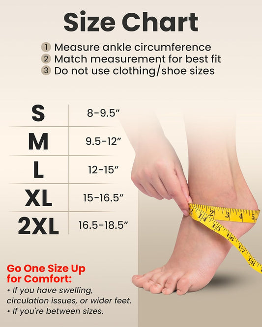 KEMFORD Ankle Compression Sleeve - Plantar Fasciitis Braces - Open Toe Compression Socks for Swelling, Sprain, Neuropathy, Foot Arch Support for Men and Women - 15-20mmhg, XL, Black