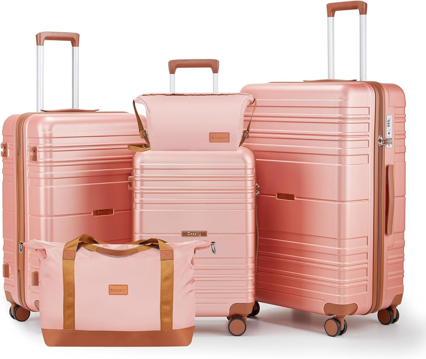 Luggage Sets 6 Piece with Spinner Wheels, Lightweight Hardshell Suitcase Set with TSA Lock, Carry On Checked Luggage with Travel Bag & Toiletry Bag (Light Purple, 6 piece sets(14/20/24/28/DB/TB))