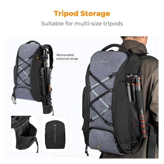 K&F Concept Camera Backpack,Camera Bags for Photographers 30L Large Capacity with Raincover and 16 Inch Laptop Compartment Compatible for Canon/Nikon/Sony/DJI Mavic Drone Travel