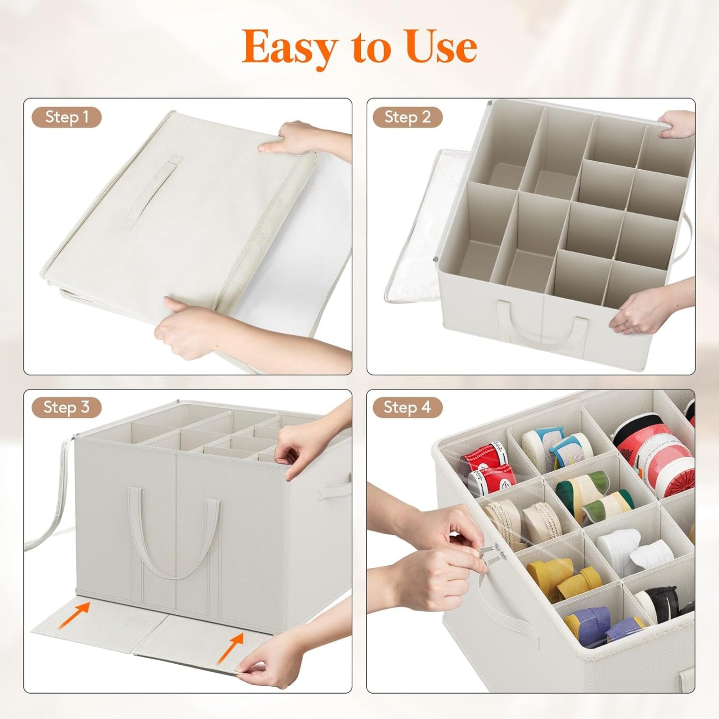 Lifewit Shoe Storage Organizer for Closet, Fits 12-16 Pairs, Large Shoe Box Storage Containers with Clear Cover and Reinforced Handles, Foldable Storage Bins Fits for Boots Heels Sneakers White