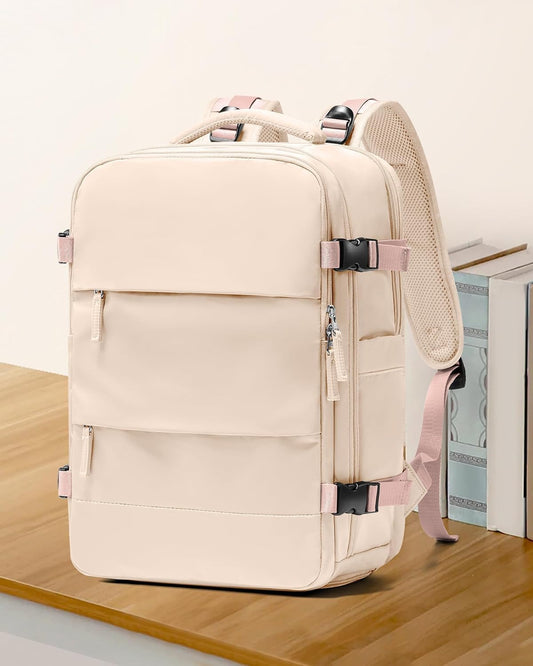 coowoz Travel Backpack For Women Men,Carry On Backpack,Hiking Backpack Waterproof Outdoor Sports Rucksack Casual Daypack Travel Essentials(Beige)