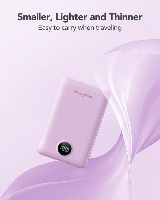 Mini Portable Charger with Built-in Cables 22.5W Fast Charging Power Bank USB-C Small Battery Pack 10000mAh Travel Essential Slim Battery for iPhone 16/15/14, Samsung 25/24, and More