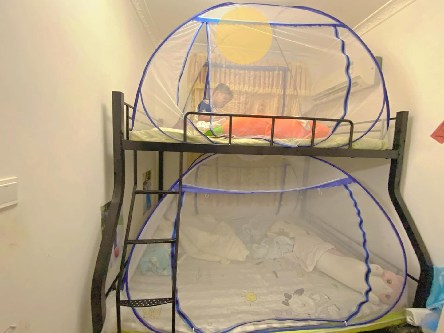 Pop up Mosquito net Double Bed, L75x W40 x H43, Zipper Portable Tent Travel Mosquito net, standalone use, one Click Installation, Suitable for bedrooms, Children's 1M beds, Outdoors, W100*L190*H110 cm