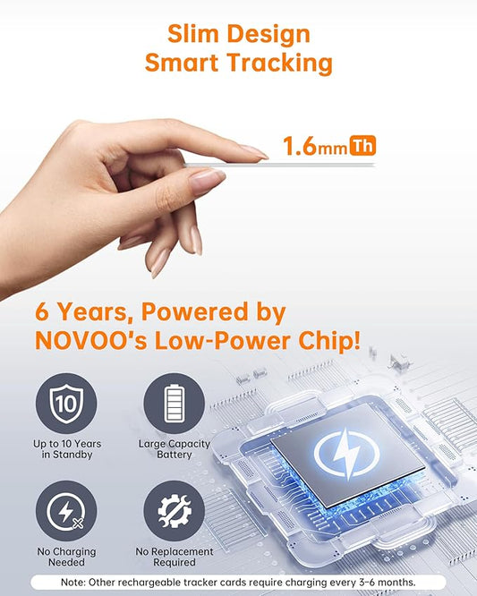 NOVOO Air Locator Tag (iOS Only) Wallet Tracker Card with Find My, Smart Card Bluetooth Tracker, 6 Years Battery, IP68 Waterproof, 1.6mm Keys Finder and Item Locator for Keys, Bags, Passport(2 Pack)