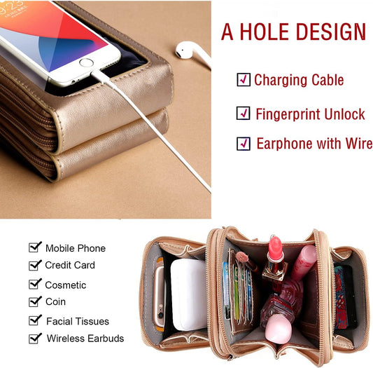 Crossbody Cellphone Purse Women Touch Screen Bag RFID Blocking Wallet Handbag Shoulder Strap